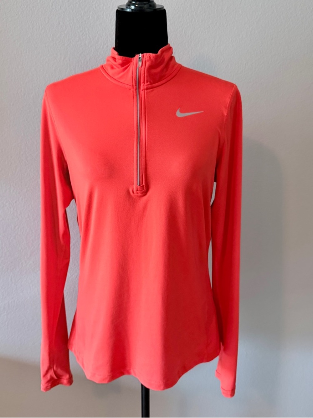 Nike Women's Orange Long-Sleeve Half-Zip Performance Top
